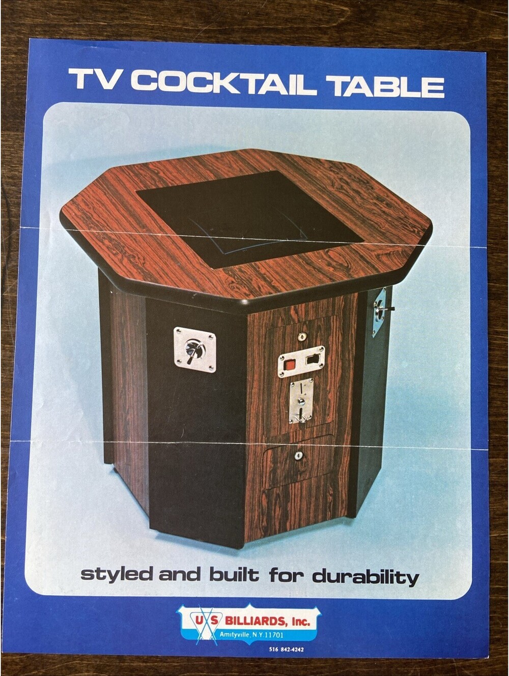 US Billiards TV Cocktail Table Arcade FLYER Original Ad Promo Poster Not PCB